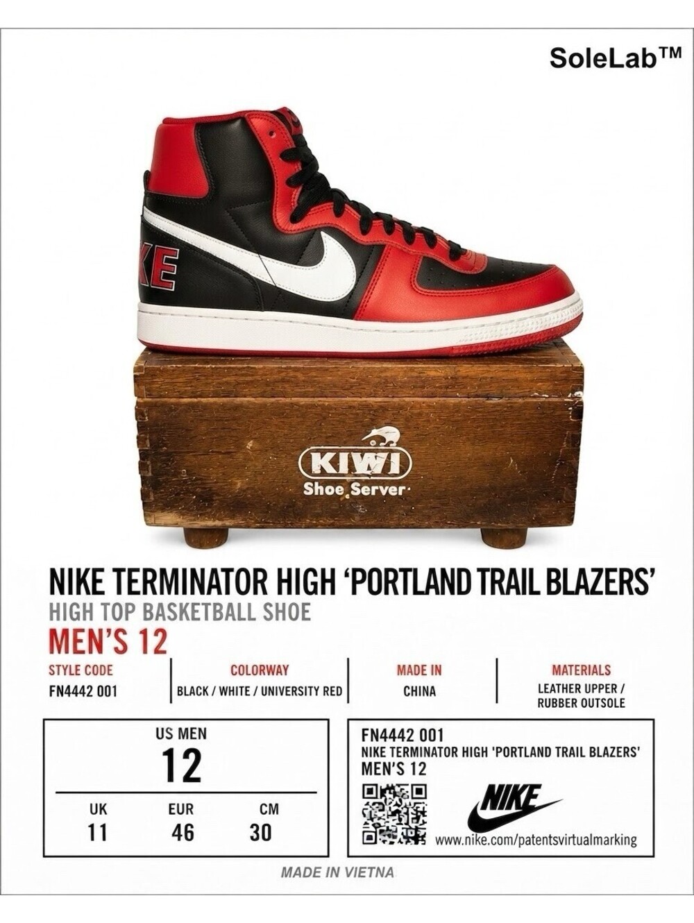 Nike Terminator High Portland Trail Blazers FN4442-001 Men’s Size 12
